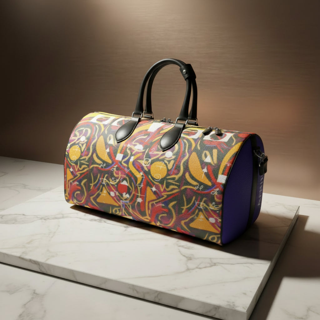 Odon Duffle Bag - Cryptography | Lauren Ross Design | Designer Handbags | Luxury Handbags | Designer Luggage | Designer Duffle Bag