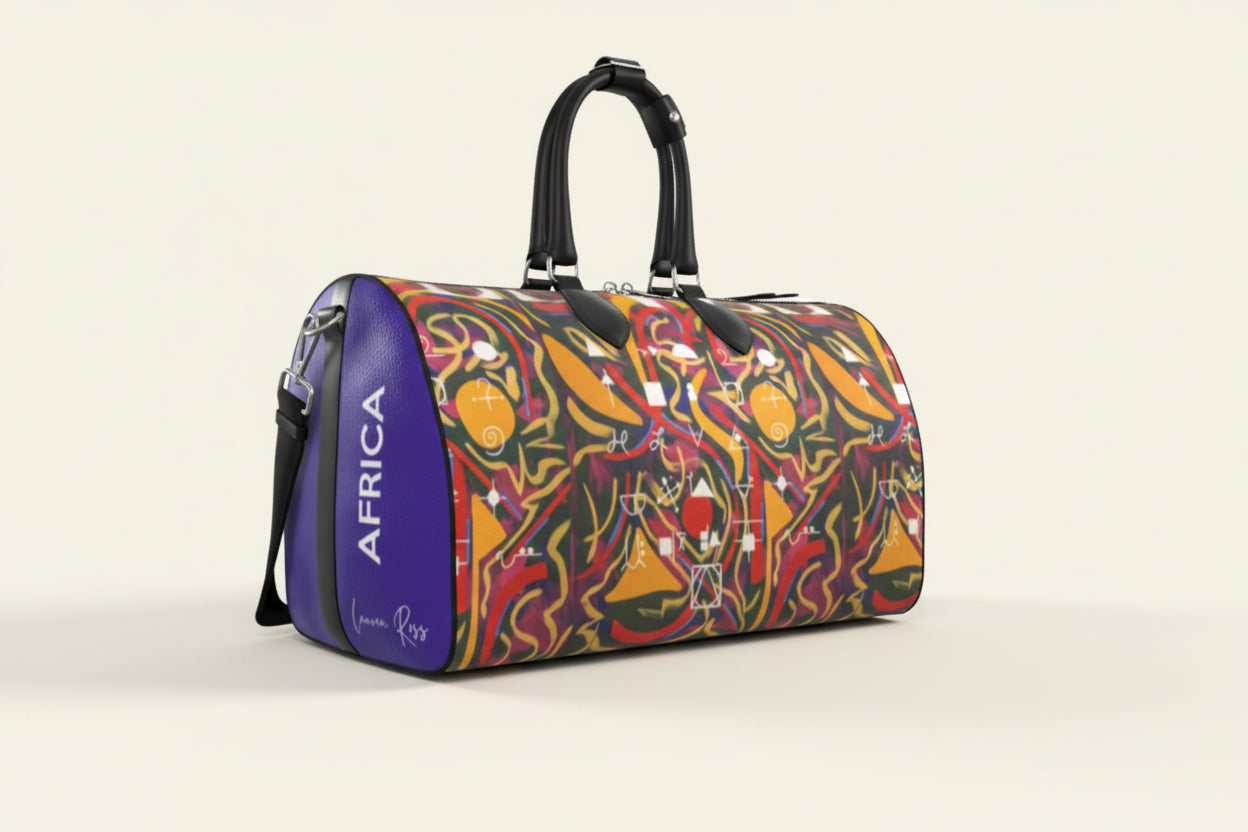 Odon Duffle Bag - Cryptography | Lauren Ross Design | Designer Handbags | Luxury Handbags | Designer Luggage | Designer Duffle Bag