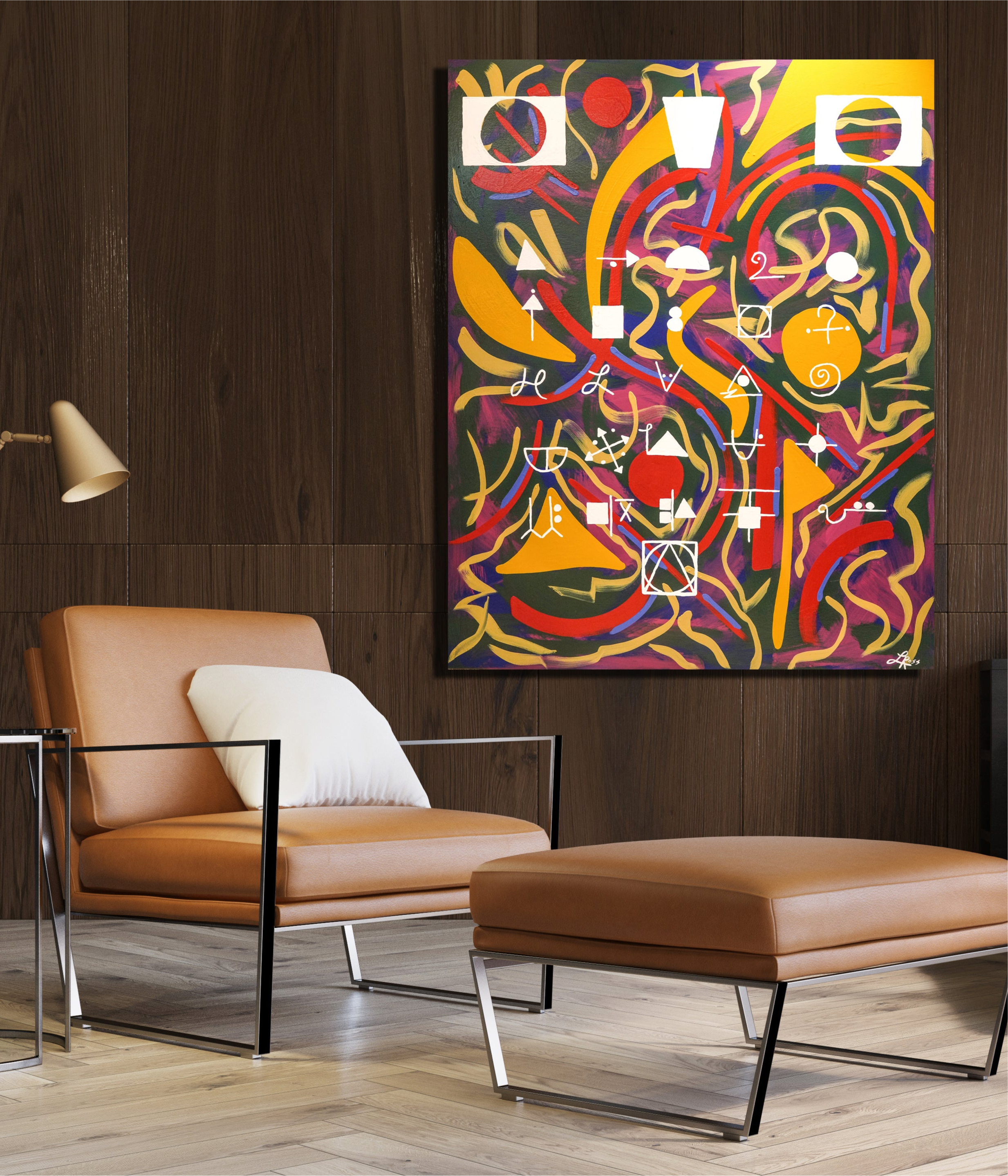 Cryptography - Contemporary Art - Modern Abstract Painting On Canvas