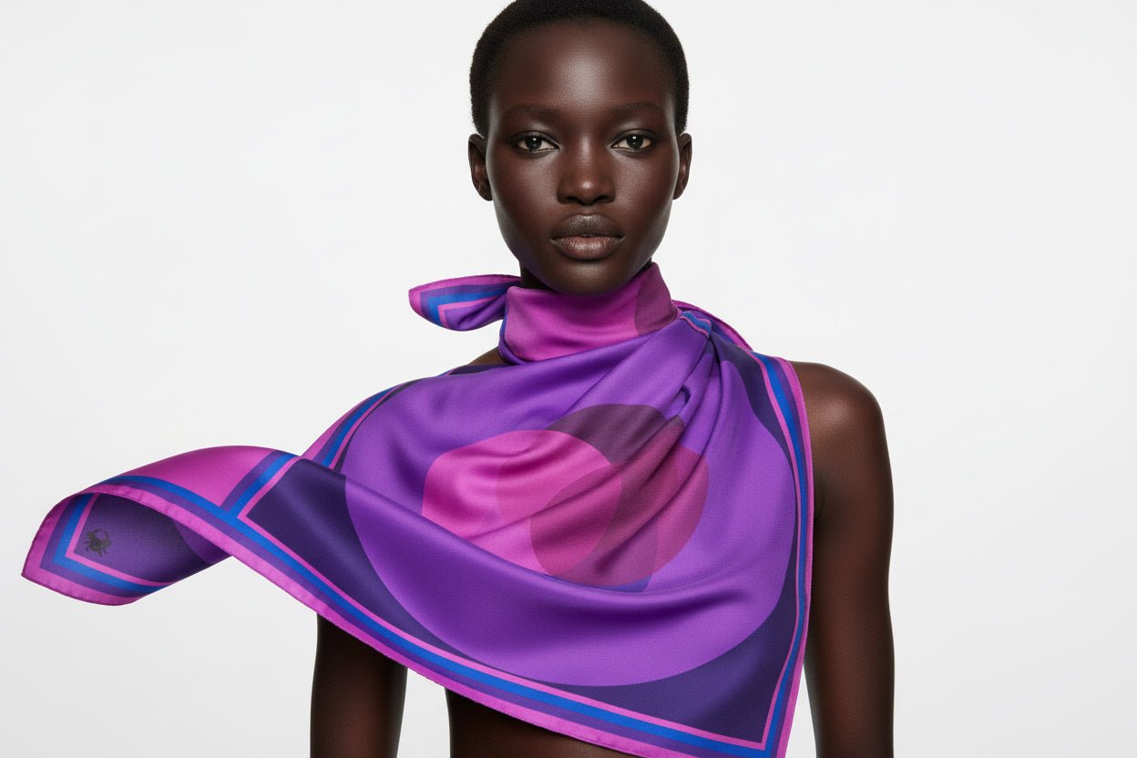 Purple Vesica Silk Scarf 36”