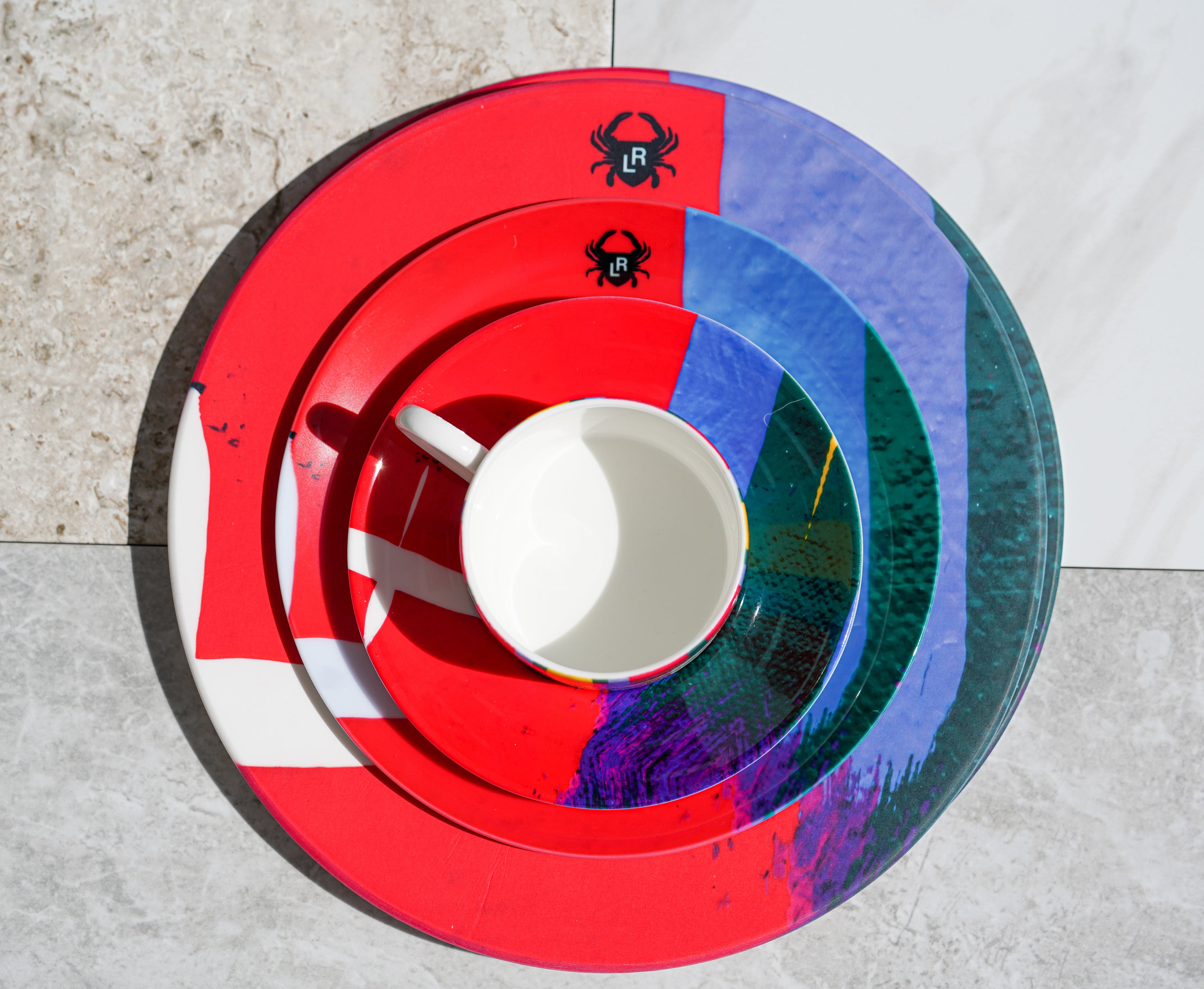 Tribe porcelain cup and saucer set Lauren Ross Design Tableware