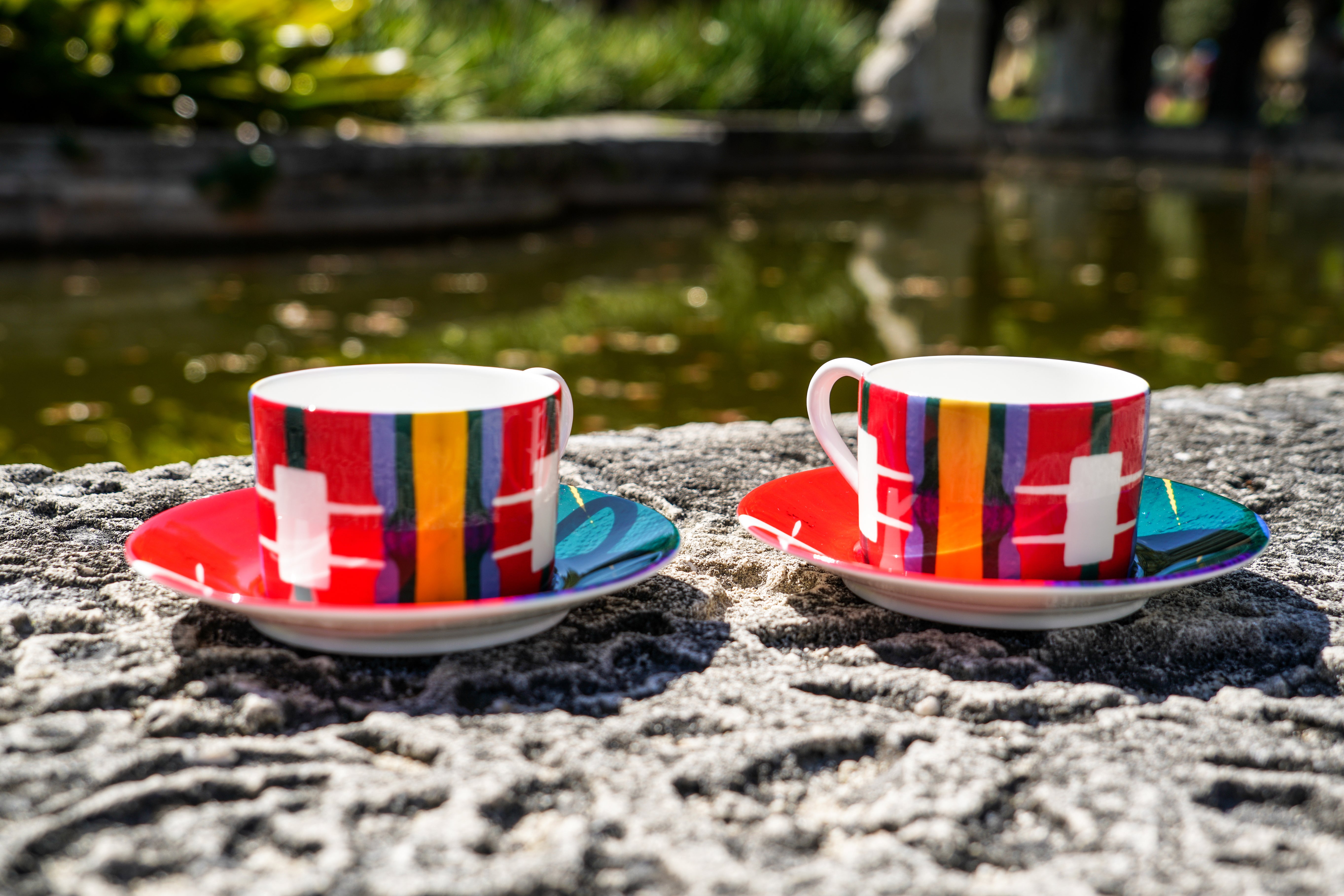 Tribe porcelain cup and saucer set Lauren Ross Design Tableware