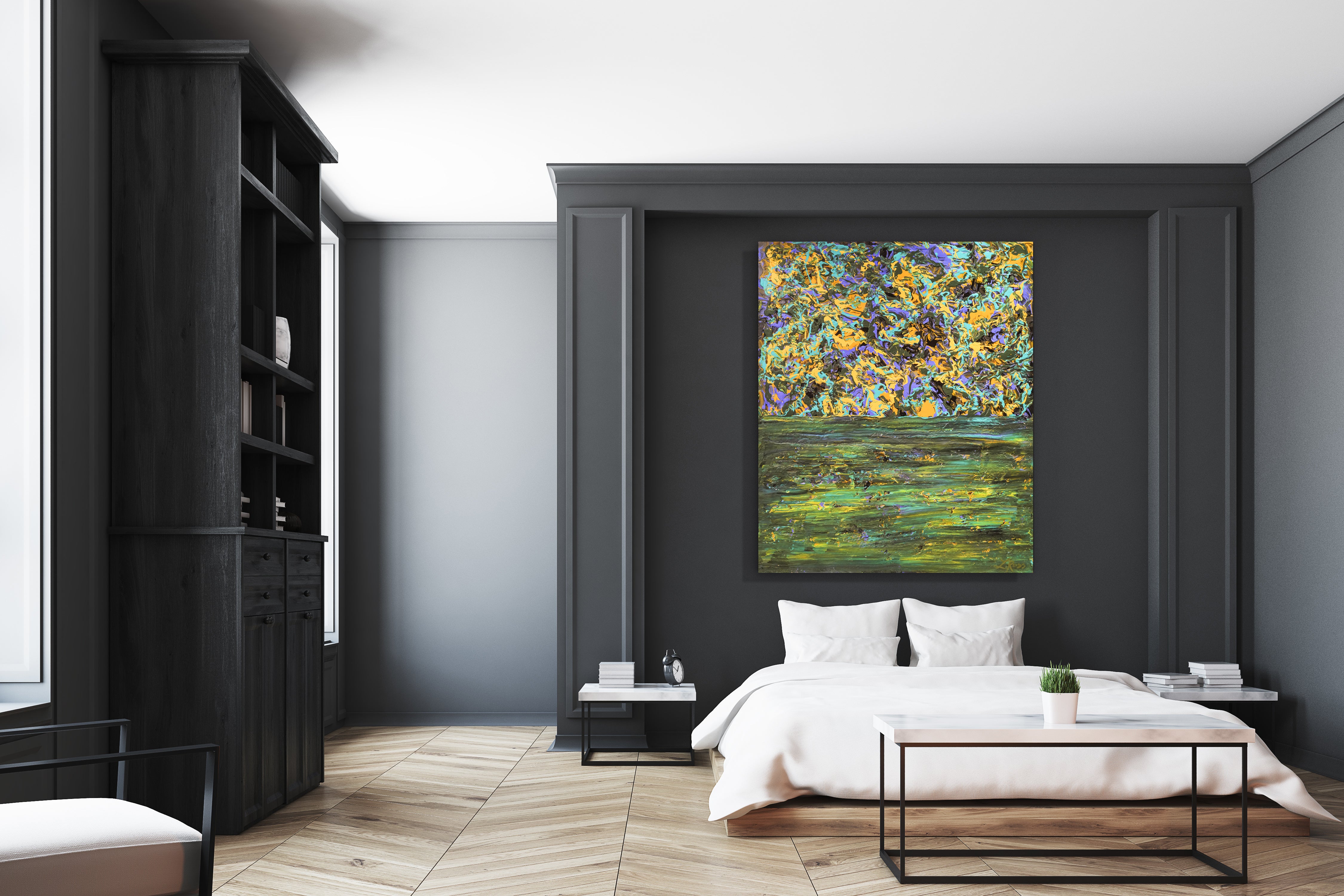 Phytoplankton Canvas Wrap - Abstract Modern Contemporary Luxury Wall Art Painting - Lauren Ross Design