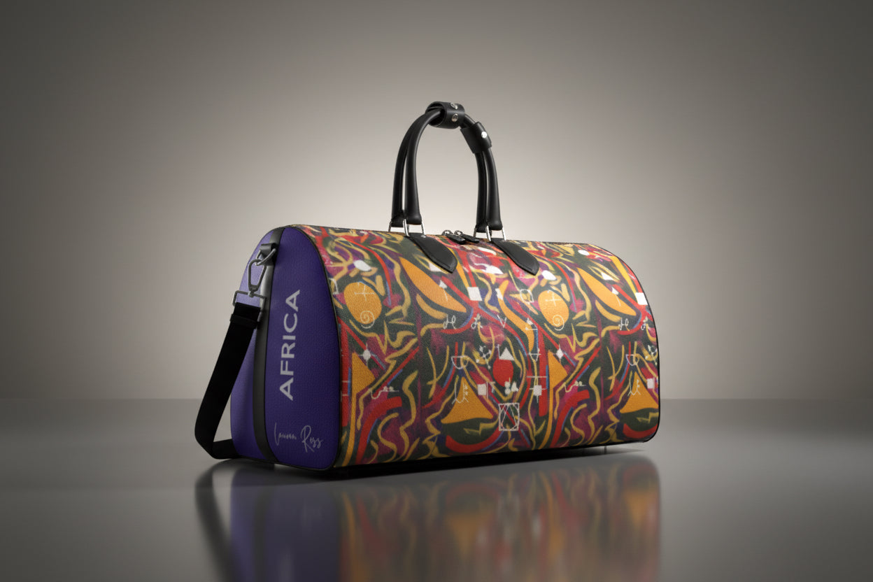 Odon Duffle Bag - Cryptography | Lauren Ross Design | Designer Handbags | Luxury Handbags | Designer Luggage | Designer Duffle Bag