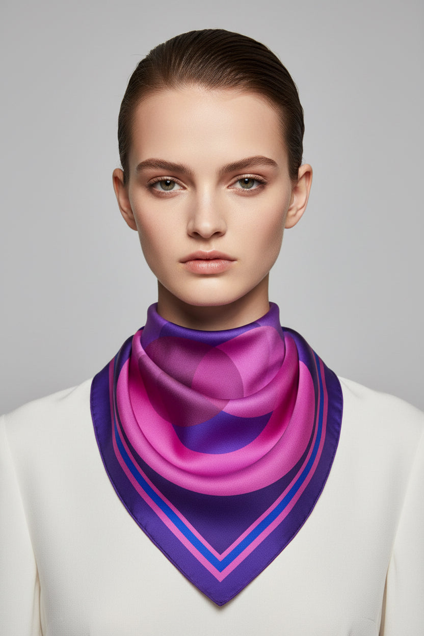 Purple Vesica Silk Scarf 36”