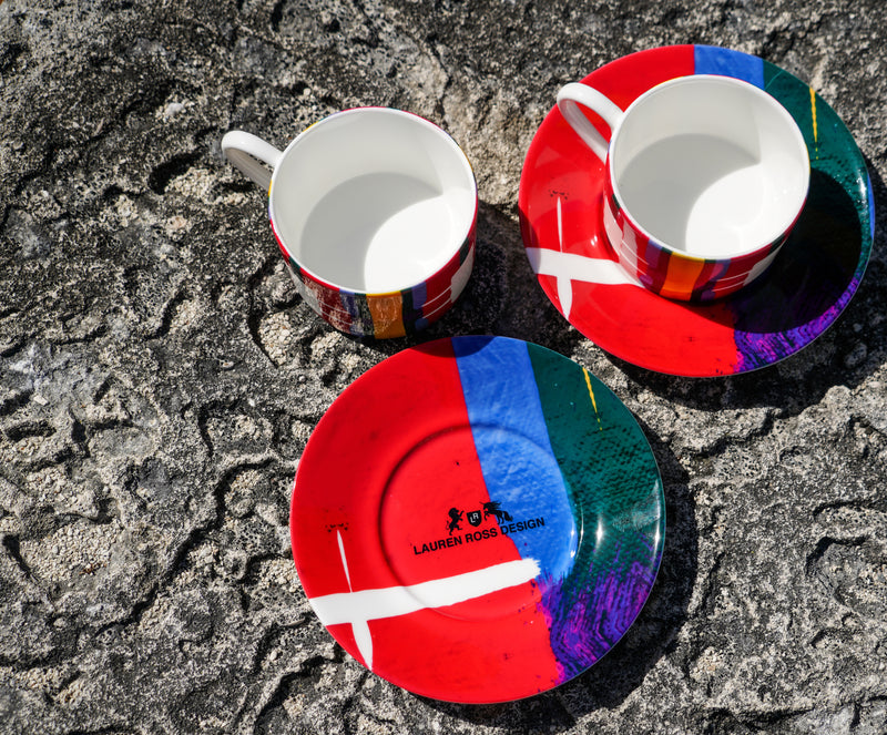 Tribe porcelain cup and saucer set Lauren Ross Design Tableware 