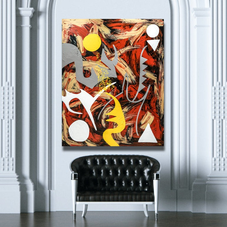 Games Canvas Wrap - Abstract Modern Contemporary Luxury Wall Art Painting - Lauren Ross Design