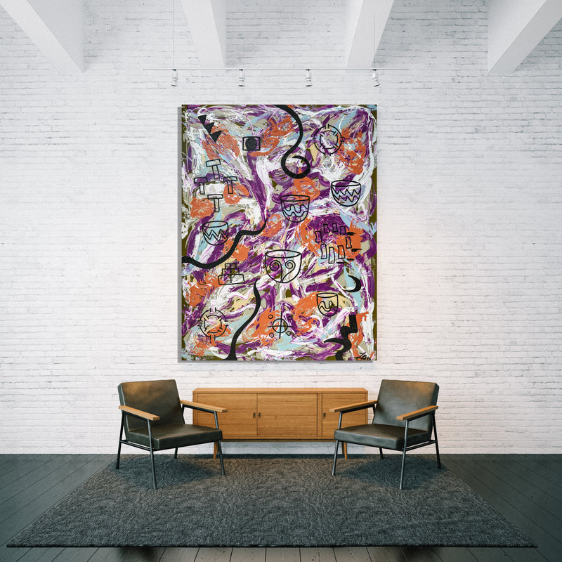 Neolithic Canvas Wrap - Abstract Modern Contemporary Luxury Wall Art Painting - Lauren Ross Design