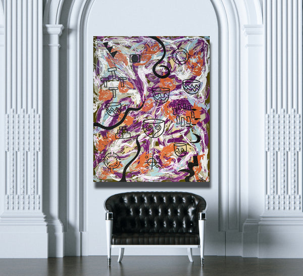 Neolithic Canvas Wrap - Abstract Modern Contemporary Luxury Wall Art Painting - Lauren Ross Design